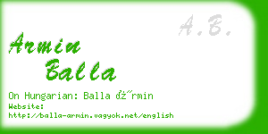 armin balla business card